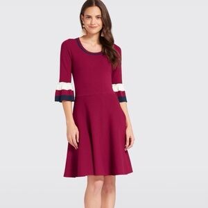 2/$30 Draper James bell sleeve sweater dress in wine color